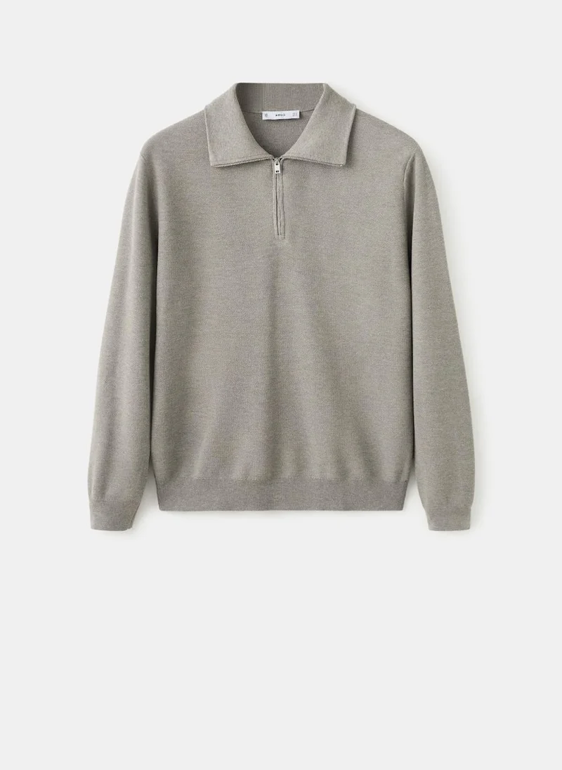 Mango Man  Microstructure sweater with zipper collar for Men | Best Price UAE